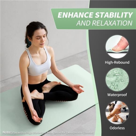 Yoga Mat for Women Men Kids, 1/3 & 1/4 & 2/5 Inch Extra Thick Yoga Mat Non Slip - Picture 4 of 7